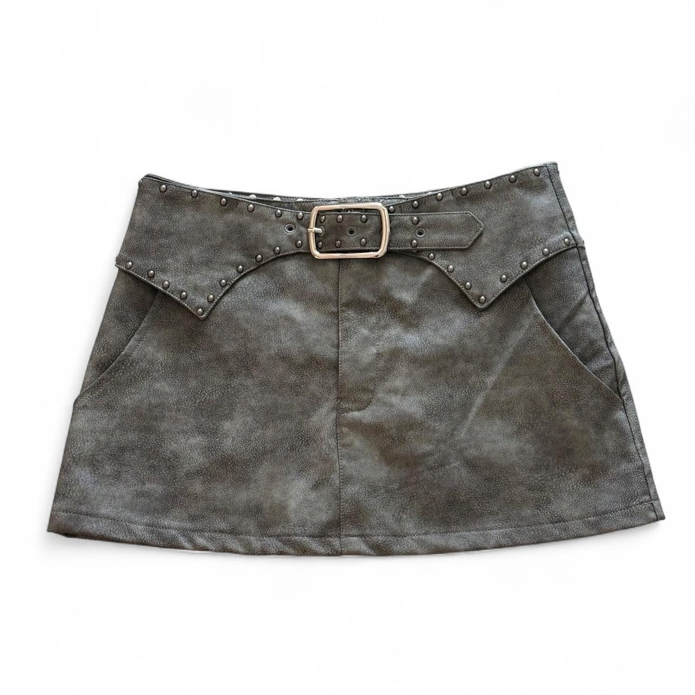 Silence + Noise Studded Faux Leather Mini Skirt
